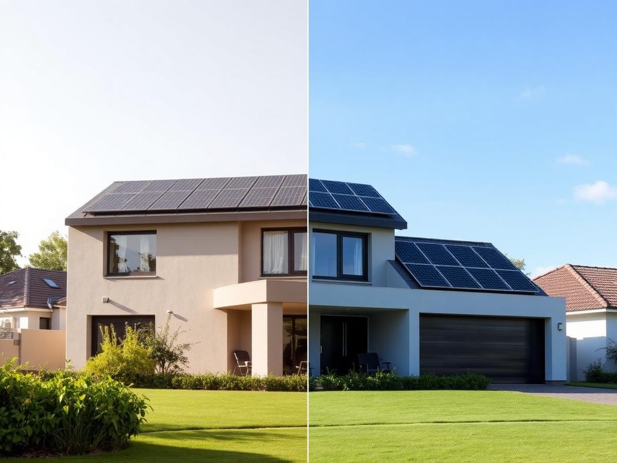 Before and after solar installation on a South African home - grid-tied to off-grid ready